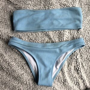 Matching blue swimsuit set from Zaful